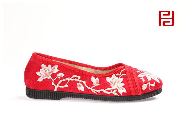 福連升女士花朵刺繡復(fù)古中國風(fēng)淺口單鞋老北京布鞋