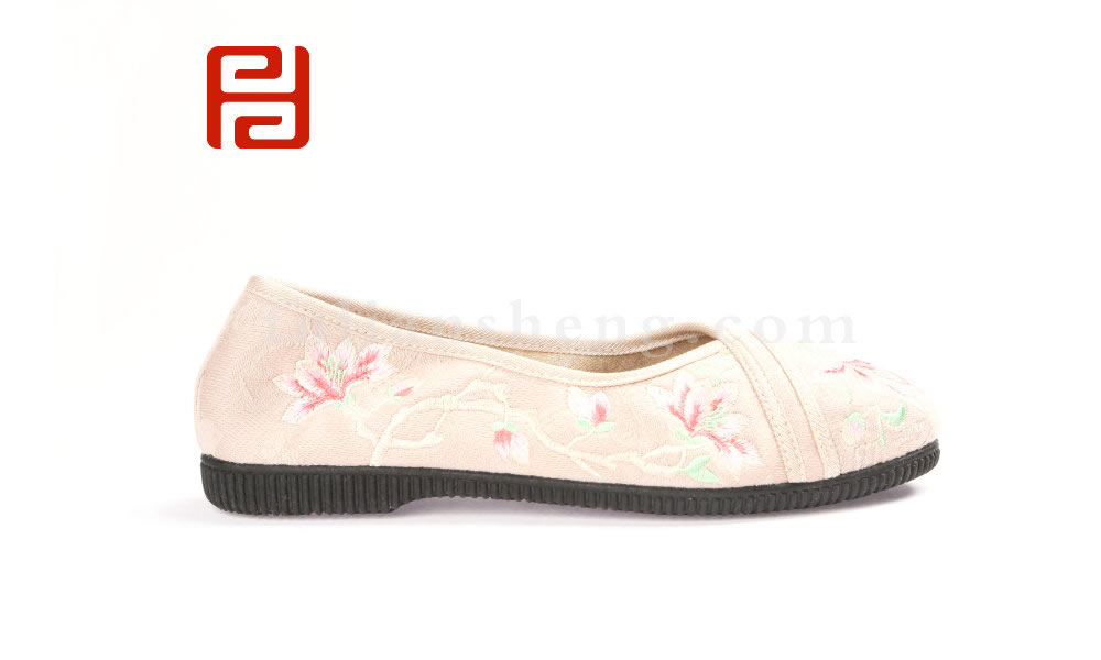 福連升女士花朵刺繡復古中國風淺口單鞋老北京布鞋圖片