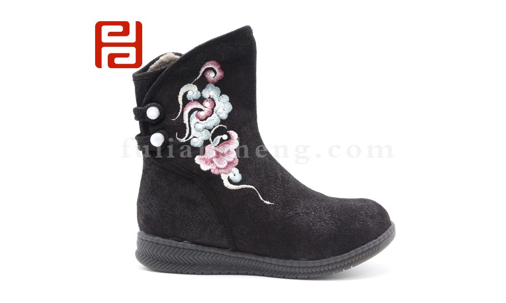 福連升老北京布鞋女鞋冬加絨保暖傳統(tǒng)中國風刺繡靴子圖片