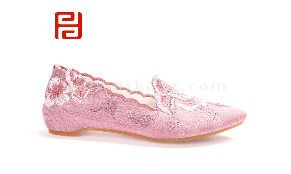 福連升2020春時尚休閑民族風(fēng)3D刺繡亞麻布面女單鞋(圖4)